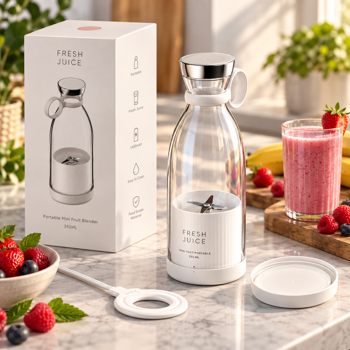 Portabel Elektrisk Mini-Juicer med USB, 350 ml