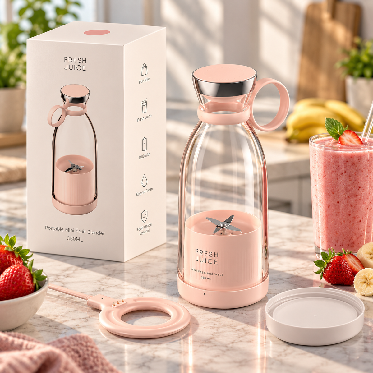 Portabel Elektrisk Mini-Juicer med USB, 350 ml