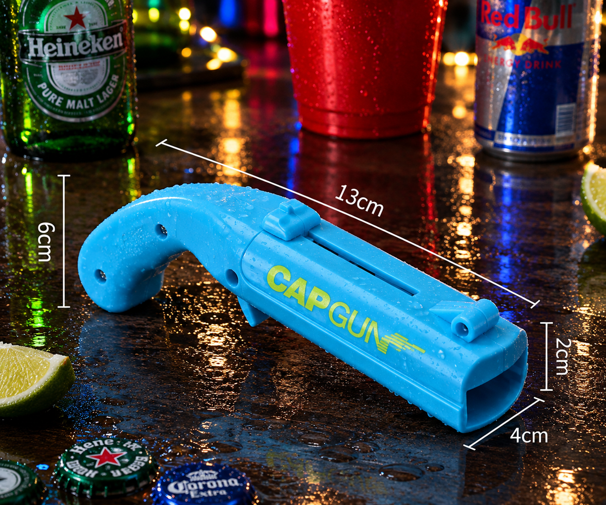 Rolig kapsylpistol flasköppnare för fest och bar