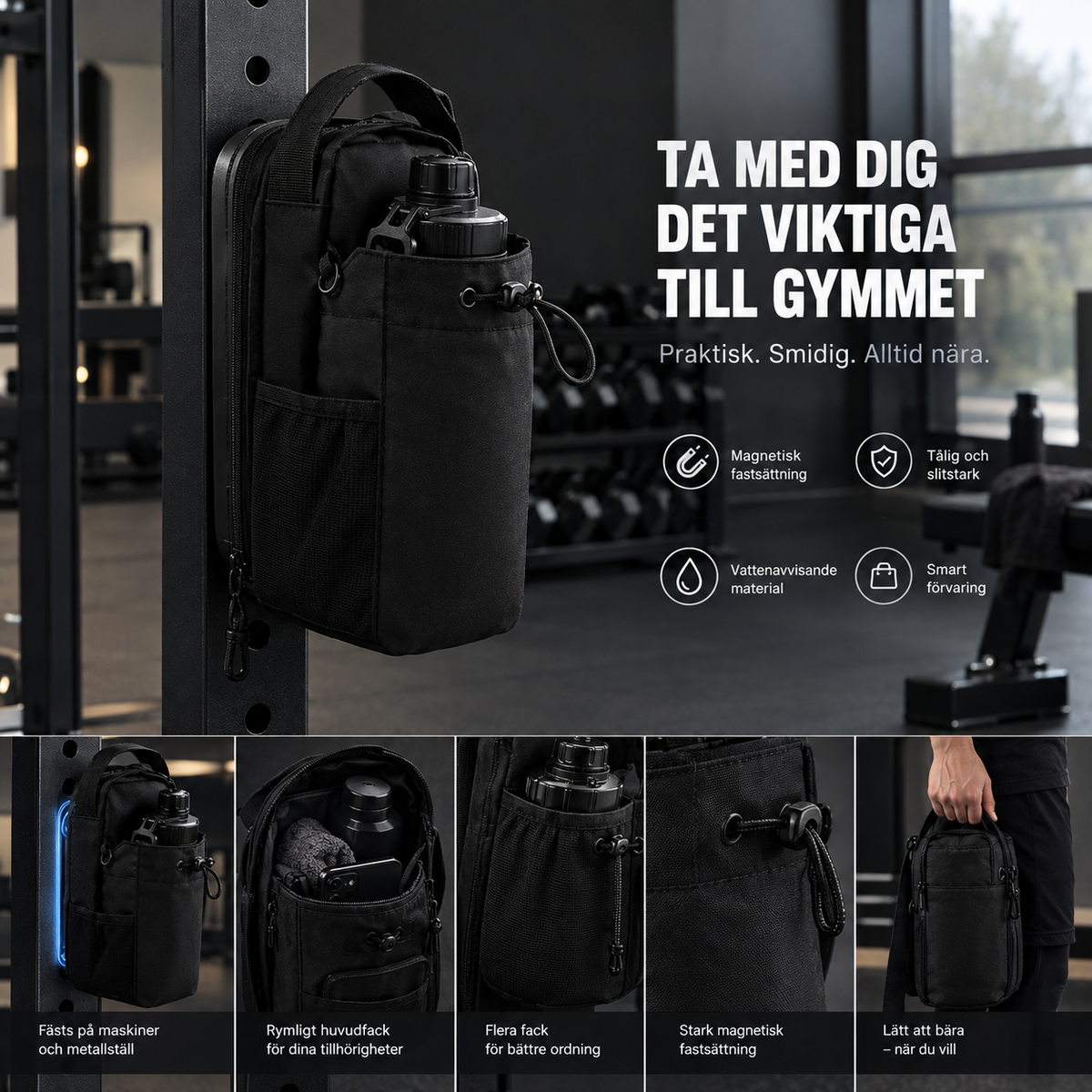Magnetisk Gymväska För Vattenflaska Och Mobil