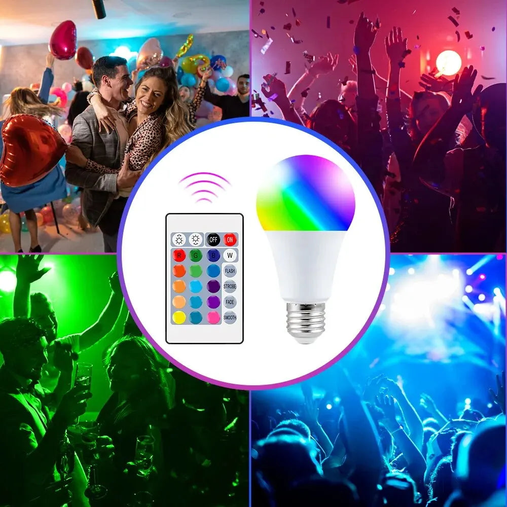 RGB LED Glödlampa Med Fjärrkontroll – 16 Färger, Dimbart