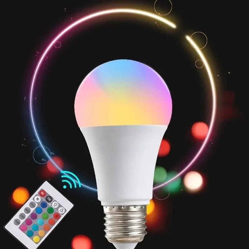 RGB LED Glödlampa Med Fjärrkontroll – 16 Färger, Dimbart